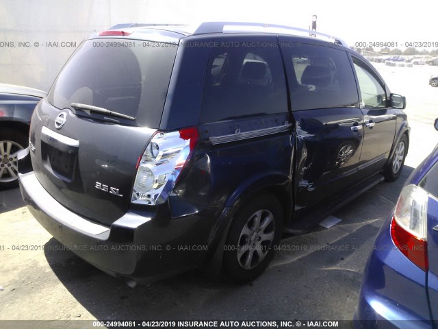 5N1BV28U87N139671 - 2007 NISSAN QUEST S/SE/SL BLUE photo 4