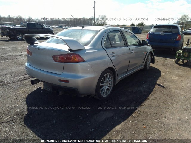 JA3AW86VX8U050394 - 2008 MITSUBISHI LANCER EVOLUTION GSR SILVER photo 4