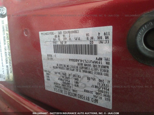 1FMPU17L14LA85844 - 2004 FORD EXPEDITION EDDIE BAUER RED photo 9