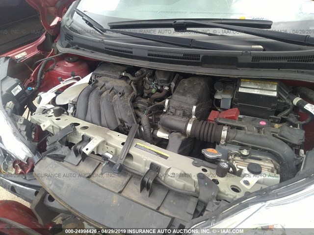 3N1CE2CP2FL386583 - 2015 NISSAN VERSA NOTE S/S PLUS/SV/SL/SR RED photo 10