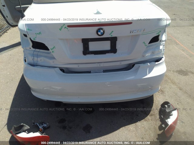 WBAUN1C5XCVR00263 - 2012 BMW 128 I WHITE photo 6