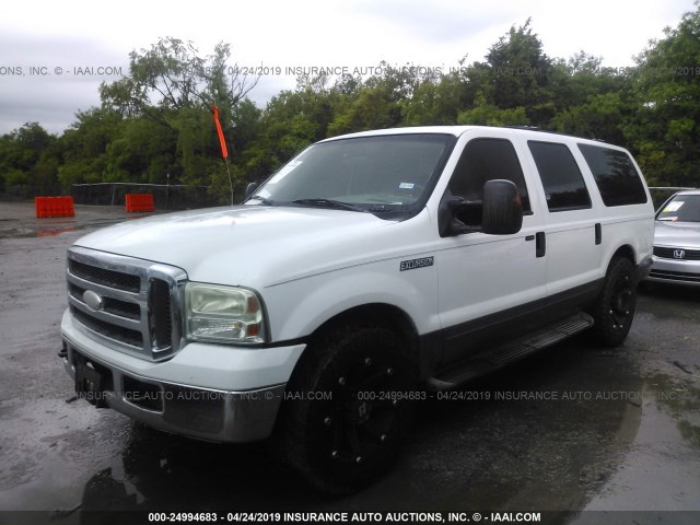 1FMNU40L35EB70791 - 2005 FORD EXCURSION XLT WHITE photo 2