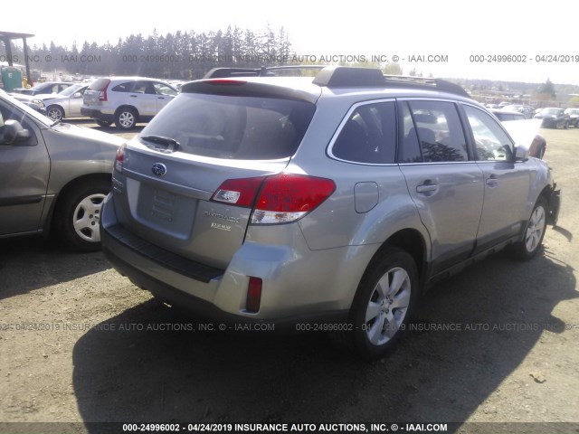 4S4BRBFC1B3381494 - 2011 SUBARU OUTBACK 2.5I PREMIUM GRAY photo 4