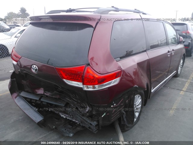 5TDYK3DC5DS303118 - 2013 TOYOTA SIENNA XLE/LIMITED RED photo 4