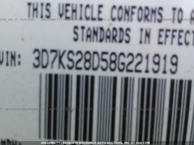 3D7KS28D58G221919 - 2008 DODGE RAM 2500 ST/SLT 香槟色 照片 9