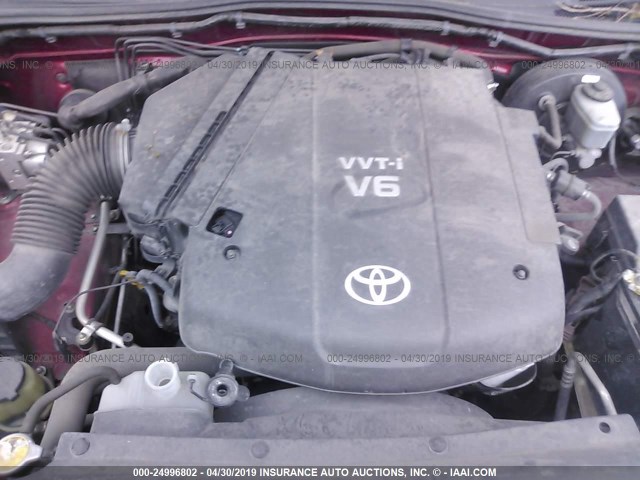 3TMJU62N08M062978 - 2008 TOYOTA TACOMA DOUBLE CAB PRERUNNER RED photo 10