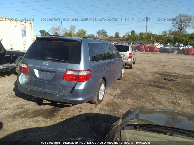 5FNRL38816B017619 - 2006 HONDA ODYSSEY TOURING BLUE photo 4