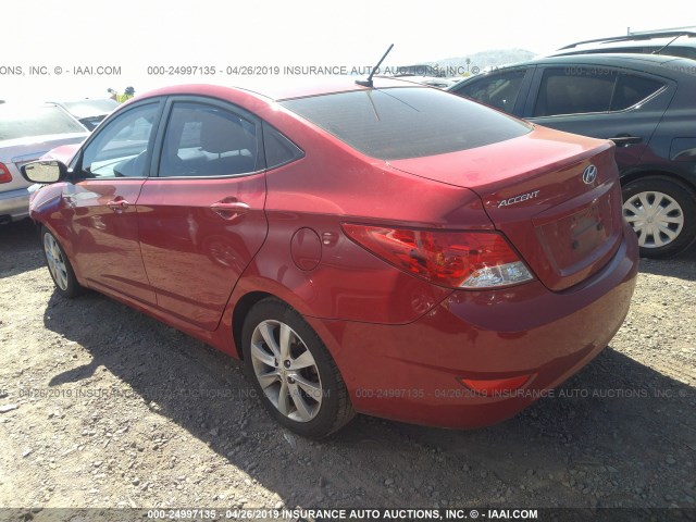 KMHCU4AE6CU075653 - 2012 HYUNDAI ACCENT GLS/GS/SE RED photo 3