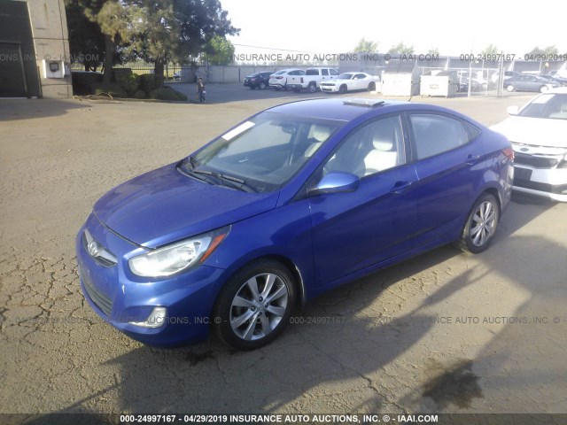 KMHCU4AE7CU270886 - 2012 HYUNDAI ACCENT GLS/GS/SE BLUE photo 2