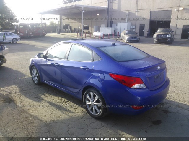 KMHCU4AE7CU270886 - 2012 HYUNDAI ACCENT GLS/GS/SE BLUE photo 3