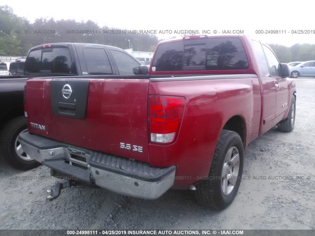 1N6BA06A26N522126 - 2006 NISSAN TITAN XE/SE/LE RED photo 4