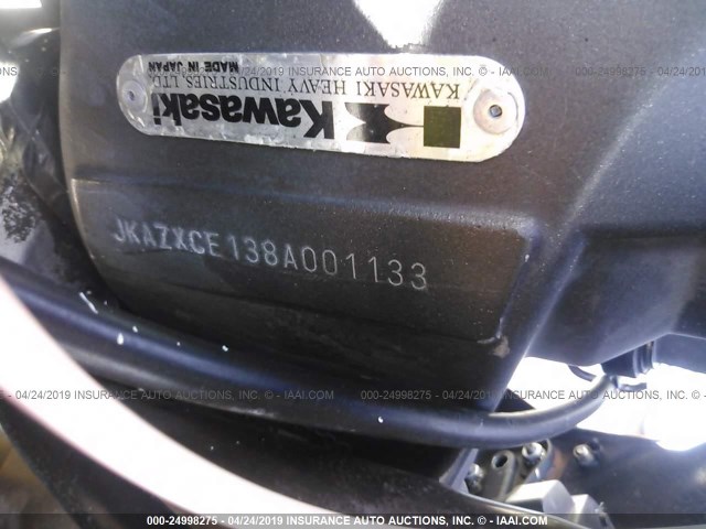 JKAZXCE138A001133 - 2008 KAWASAKI ZX1000 E ORANGE photo 10