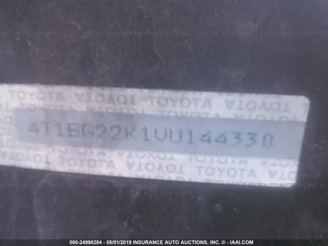 4T1BG22K1VU144330 - 1997 TOYOTA CAMRY CE/LE/XLE GRAY photo 9