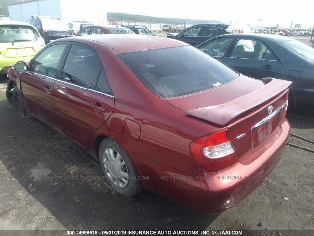 JTDBE32K130174707 - 2003 TOYOTA CAMRY LE/XLE RED photo 3