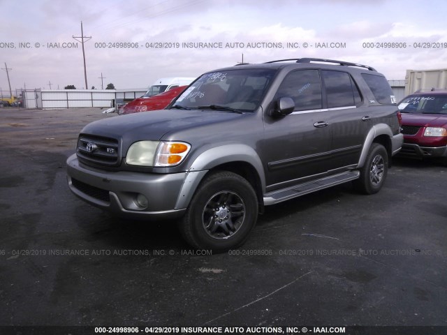 5TDBT44A93S148627 - 2003 TOYOTA SEQUOIA SR5 GRAY photo 2