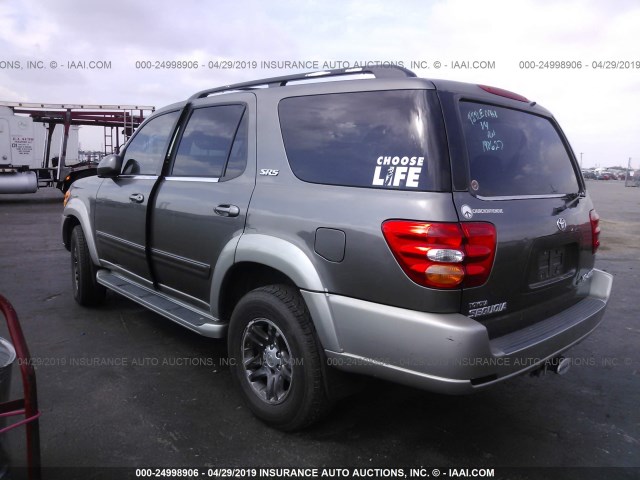 5TDBT44A93S148627 - 2003 TOYOTA SEQUOIA SR5 GRAY photo 3