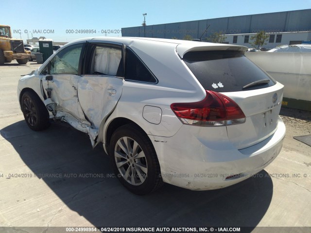 4T3ZA3BB5DU073015 - 2013 TOYOTA VENZA LE/XLE WHITE photo 3