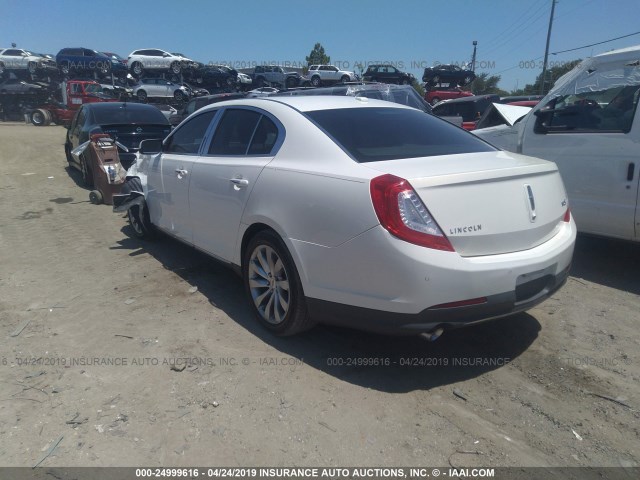 1LNHL9DK9DG616962 - 2013 LINCOLN MKS WHITE photo 3