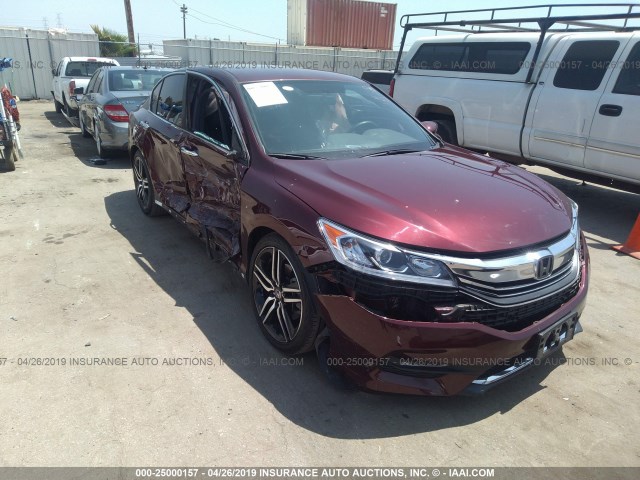 1HGCR2F51HA153575 - 2017 HONDA ACCORD SPORT MAROON photo 1