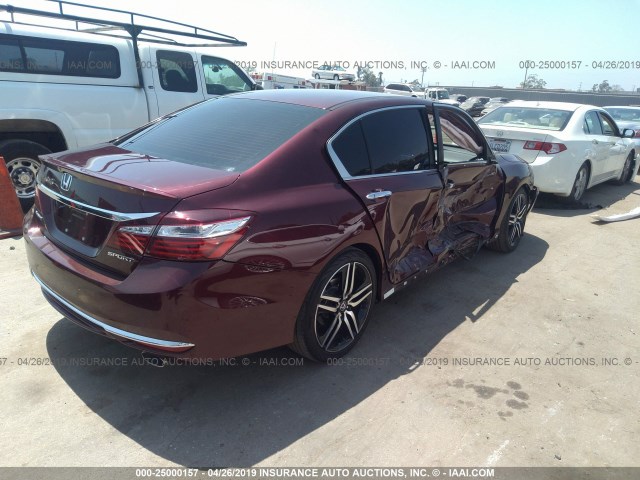 1HGCR2F51HA153575 - 2017 HONDA ACCORD SPORT MAROON photo 4