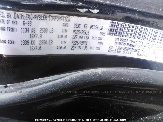 1J4GX48S24C213036 - 2004 JEEP GRAND CHEROKEE LAREDO/COLUMBIA/FREEDOM 黑色 照片 9
