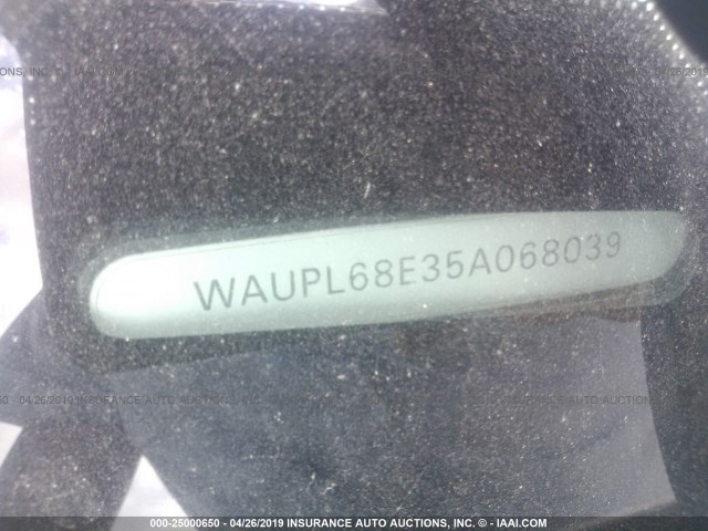 WAUPL68E35A068039 - 2005 AUDI S4 WHITE photo 9