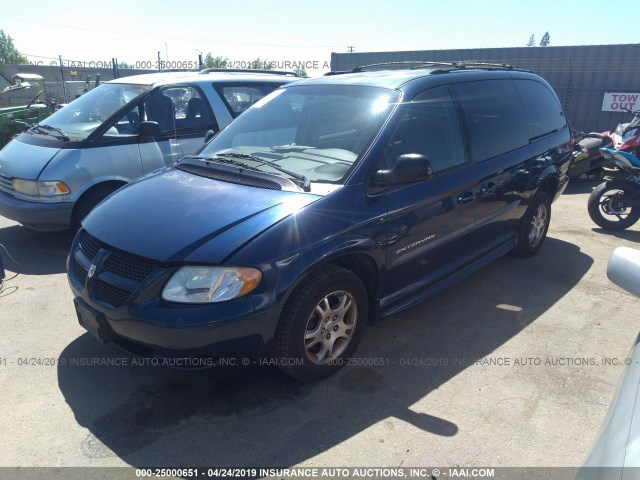 2D4GP74L73R155729 - 2003 DODGE GRAND CARAVAN EX BLUE photo 2