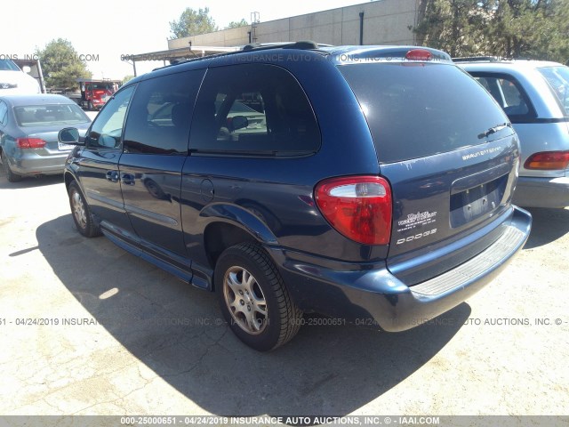 2D4GP74L73R155729 - 2003 DODGE GRAND CARAVAN EX BLUE photo 3