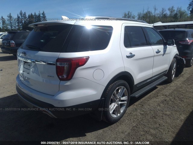 1FM5K8F84HGB64622 - 2017 FORD EXPLORER LIMITED WHITE photo 4