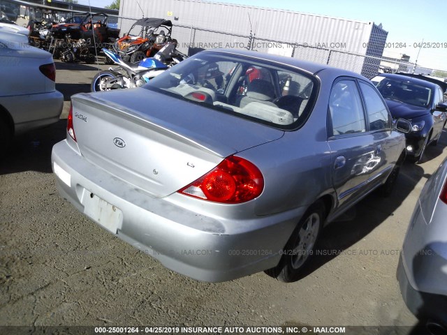 KNAFB121345313680 - 2004 KIA SPECTRA LS GRAY photo 4