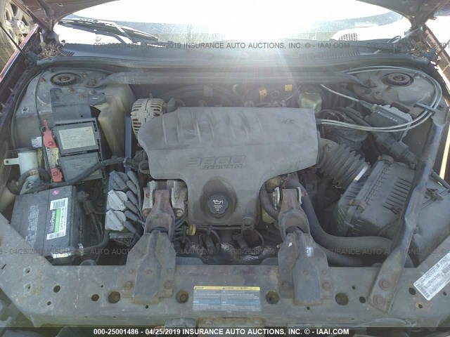 2G1WF55K439432013 - 2003 CHEVROLET IMPALA BURGUNDY photo 10