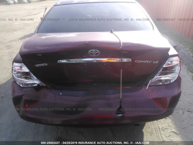 4T1BE32KX2U023772 - 2002 TOYOTA CAMRY LE/XLE/SE BURGUNDY photo 6