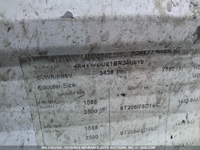 4X4TWDD21BR340619 - 2011 FOREST RIVER OTHER  白色 照片 9