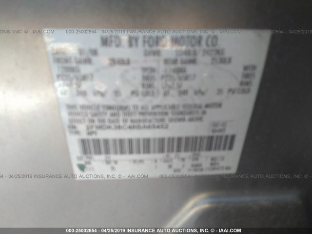 2FMDK38C48BA65452 - 2008 FORD EDGE SEL GRAY photo 9