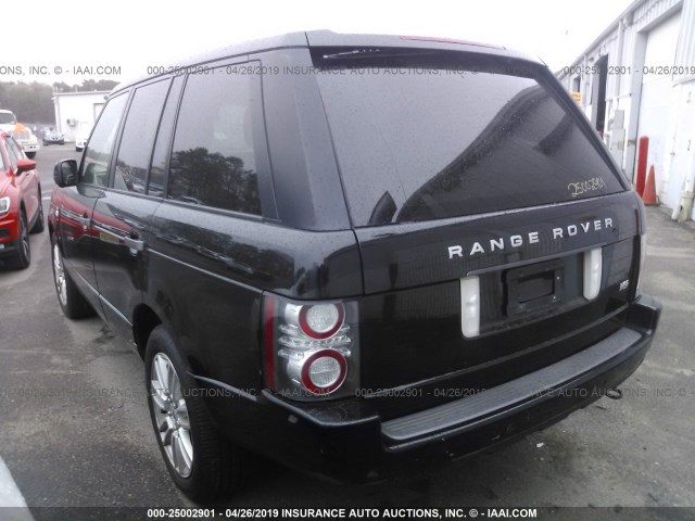 SALME1D44AA308363 - 2010 LAND ROVER RANGE ROVER HSE BLACK photo 3