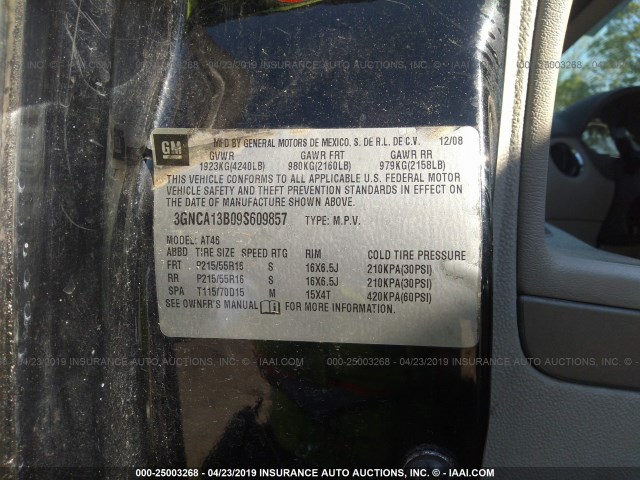 3GNCA13B09S609857 - 2009 CHEVROLET HHR Negro foto 9