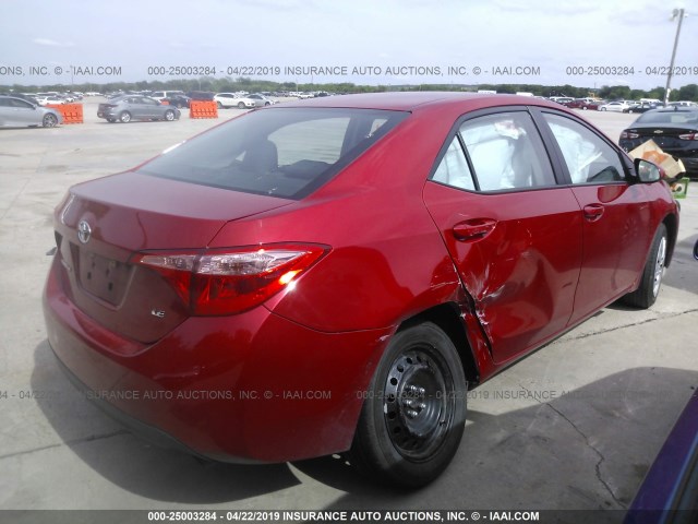 5YFBURHE8JP781200 - 2018 TOYOTA COROLLA L/LE/XLE/SE/XSE RED photo 4