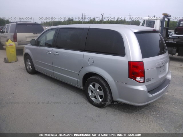 2C4RDGCG4CR309865 - 2012 DODGE GRAND CARAVAN SXT SILVER photo 3