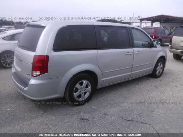 2C4RDGCG4CR309865 - 2012 DODGE GRAND CARAVAN SXT SILVER photo 4