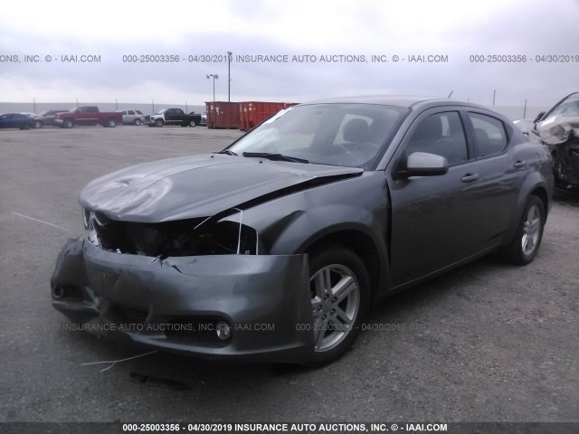 1C3CDZCB6DN593945 - 2013 DODGE AVENGER SXT GRAY photo 2