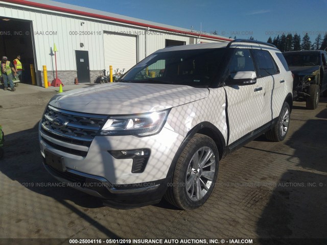 1FM5K8F80KGB48733 - 2019 FORD EXPLORER LIMITED WHITE photo 2