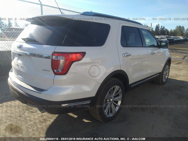 1FM5K8F80KGB48733 - 2019 FORD EXPLORER LIMITED WHITE photo 4