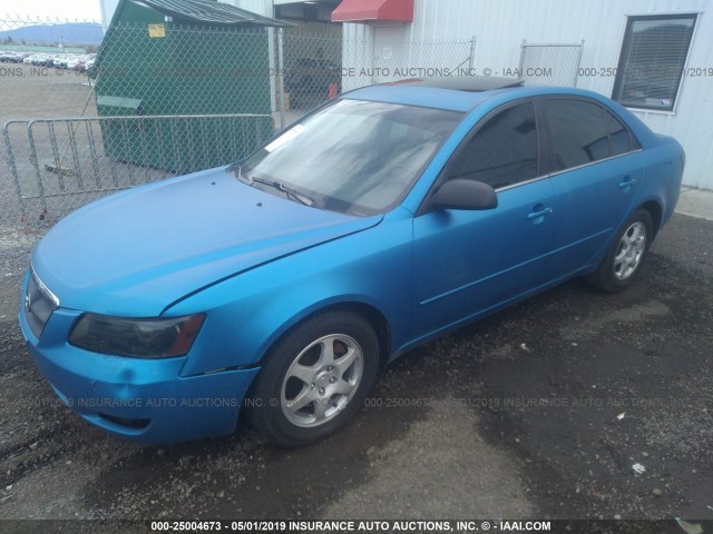 5NPEU46F46H142179 - 2006 HYUNDAI SONATA GLS/LX BLUE photo 2