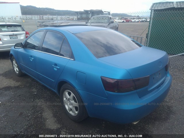 5NPEU46F46H142179 - 2006 HYUNDAI SONATA GLS/LX BLUE photo 3