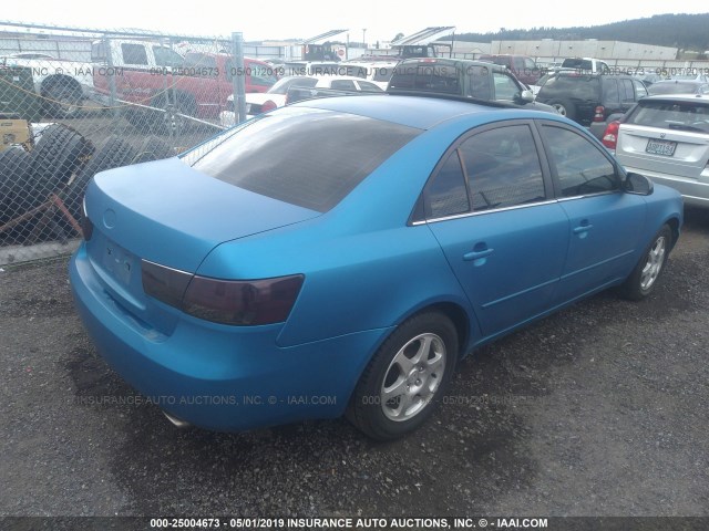 5NPEU46F46H142179 - 2006 HYUNDAI SONATA GLS/LX BLUE photo 4