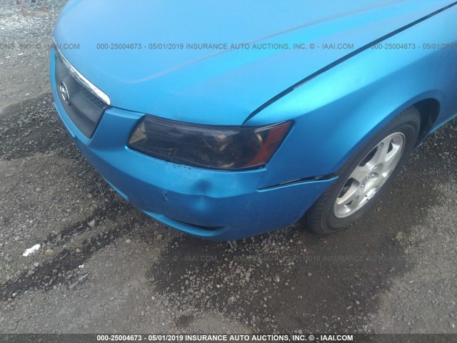 5NPEU46F46H142179 - 2006 HYUNDAI SONATA GLS/LX BLUE photo 6