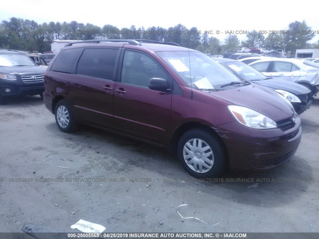 5TDZA23C15S340817 - 2005 TOYOTA SIENNA CE/LE BURGUNDY photo 1