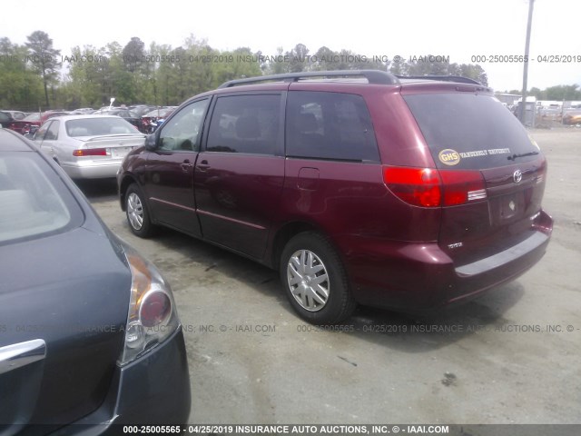 5TDZA23C15S340817 - 2005 TOYOTA SIENNA CE/LE BURGUNDY photo 3