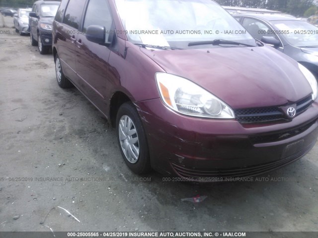 5TDZA23C15S340817 - 2005 TOYOTA SIENNA CE/LE BURGUNDY photo 6