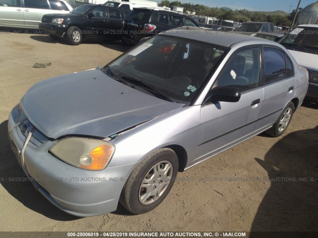 1HGES16231L012997 - 2001 HONDA CIVIC DX SILVER photo 2